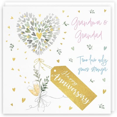 Verjaardagskaart Oma Opa - Luxe kaart - Gouden jubileum - Goudfolie details - 148 x 148 mm - Meerkleurig