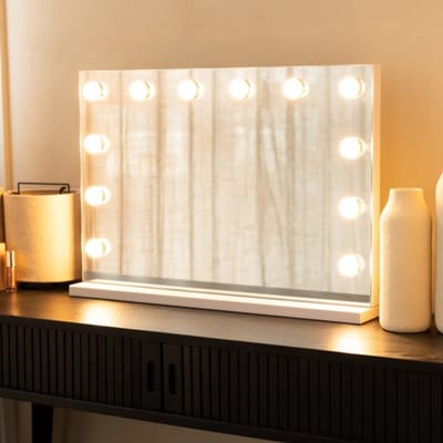 SensaHome Vanity Mirror Pro - Hollywood Make-up Spiegel met 12 Dimbare LED Lampen, 3 Lichtstanden, 46x58 cm - Wit