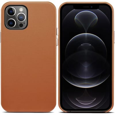 ShieldCase telefoonhoesje geschikt voor Apple iPhone 13 Pro Max leren hoesje - bruin - Lederen case - Backcover leder - Leren hoesje met harde buttons
