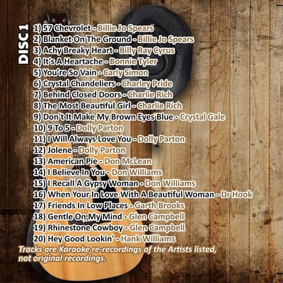 Karaoke Hits van Country - Dubbel CD+G Pakket met 40 Klassieke Country Liedjes