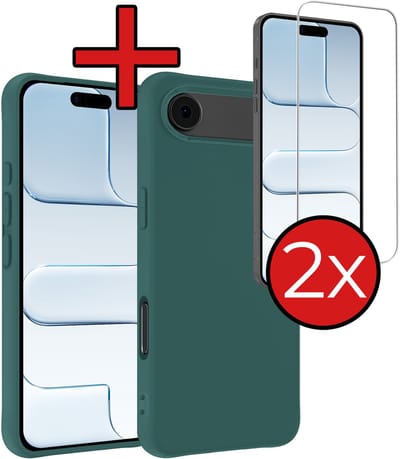 Hoesje - Met 2x Screenprotector - Geschikt voor Apple iPhone Air - Sterk & Shockproof - Telefoon Hoes - Back Cover - Siliconen Case - Telefoonhoes - Donkergroen