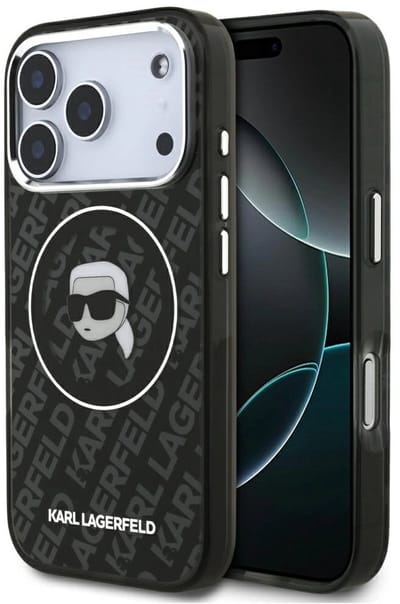 Karl Lagerfeld telefoonhoesje voor iPhone 17 Pro - IML Karl Head Logo - Magsafe - Zwart