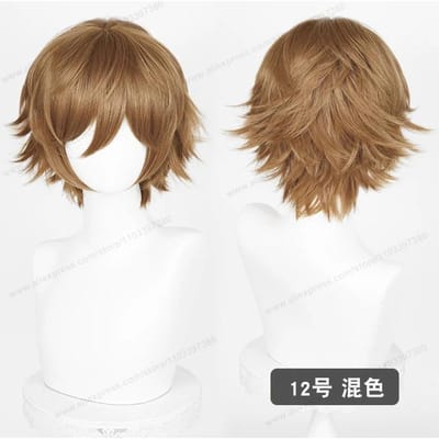 Anime Verbeterde 32cm Korte Omgeslagen Punten Cosplay Pruik Groen Blauw Paars Roze Man Vrouwen Hittebestendig Synthetisch Haar