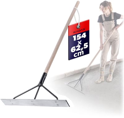 KADAX Betonverdeler van aluminium, 62,5 x 9 x 154 cm, geprofileerde teerverdeler, 3-voudig verstevigde betongladder, betonschuiver met steel