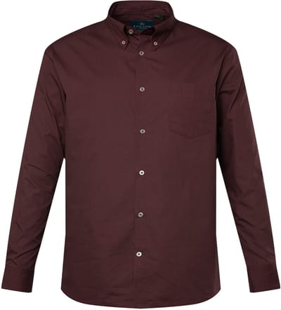 Boston Park - Heren - Overhemd lange mouwen minimalistisch motief Comfort Fit - Donkerrood - Maat 8XL
