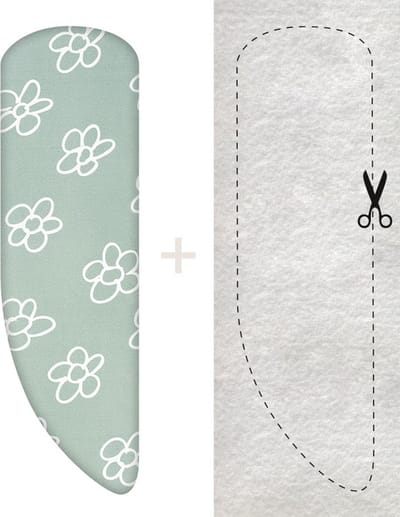 Leuke Strijkhoezen | Asymmetrische strijkhoes met Molton - bloemen groen - maat A-XXL - complete set