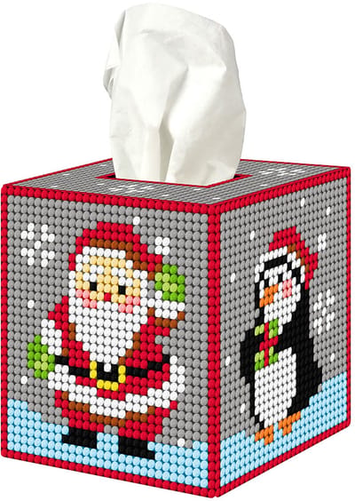 Orchidea - Borduurpakket voor Hoes Tissuedoos - Kerst Pinguin - Plastic canvas - 7 Count - Voor volwassenen - 30.5109