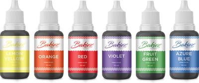 Bakiez® Voedingskleurstof Regenboog Kleuren - Kleurstof bakken - Kleurstof voor taart - Kleurstof voeding - 6 x 10 ml - Geel - Oranje - Rood - Paars - Groen - Blauw