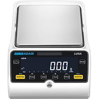 Precisieweegschaal ae ADAM Luna LBB 6001e, niet-geverifieerd, externe kalibratie, afleesbaarheid 0,1 g/weegbereik tot 6 kg, RS-232/USB, LC-display