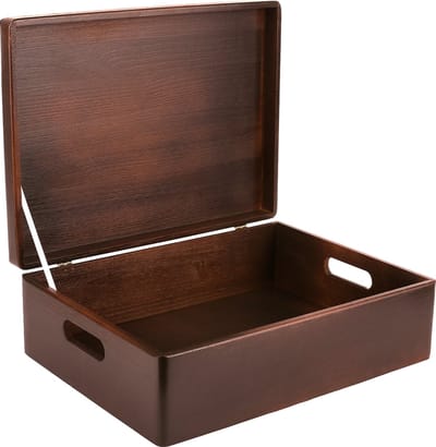 Creative Deco XL Bruin Houten Doos Opbergdoos | 40 x 30 x 14 cm | met Deksel | Kerst, Kerstmis Cadeau