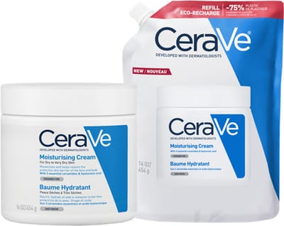 CeraVe Hydraterende Crème + Navulling - voor Droge tot Zeer Droge Huid - Met Hyaluronzuur en 3 Essentiële Ceramiden - 454g