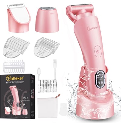 Hatteker 3-in-1 Ladyshave voor Vrouwen – Dames Scheerapparaat – Epileerapparaat – Trimmer voor Benen, Bikinilijn en Oksels – Epilator – Waterdicht IPX7 – Roze