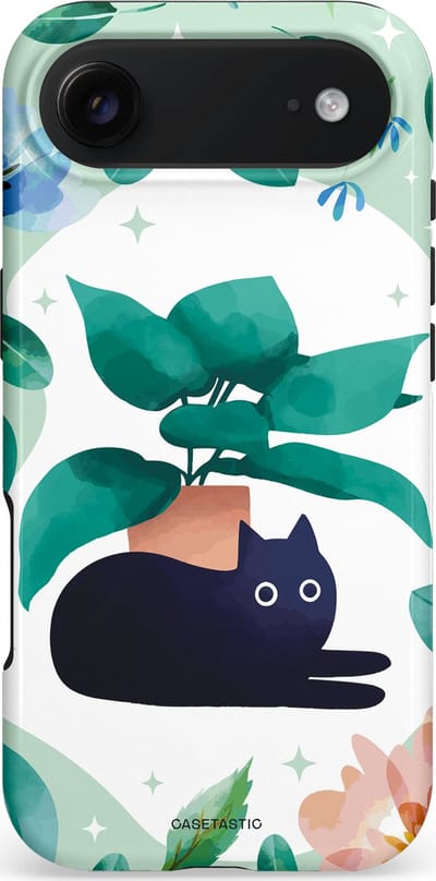 Casetastic hoesje geschikt voor Apple iPhone Air - MagSafe - Dubbellaagse bescherming - Plantenkat - Fashion Case - Lichtgrijs Turquoise Wit Mintgroen