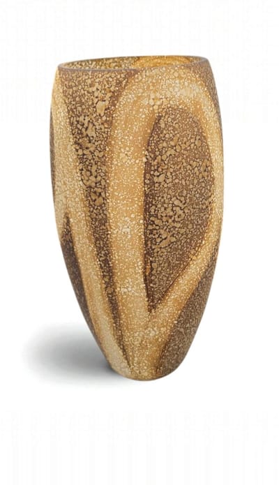 Terroso Panthera - Bloemenvaas - Handgemaakte Design Vaas - Natuursteen Look - Uniek Zandkleurig Patroon - Hoogwaardig Glas - 38 cm Hoog