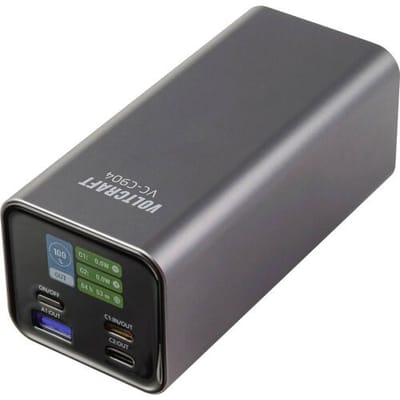VOLTCRAFT VC-C904 Powerbank 20000 mAh USB PD 3.0 Li-ion Grijs (mat) Statusweergave