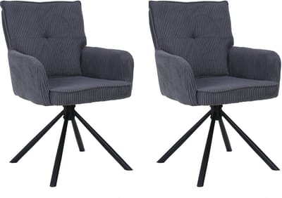 Les-Eetkamerstoel - Set van 2 - Antraciet Corduroy