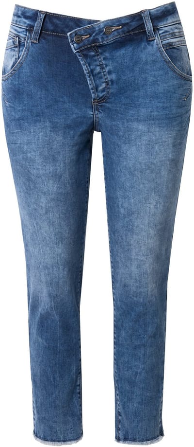 Laurasøn - Dames - Boyfriend jeans 5-pocket met gerecycled polyester - Blauw denim - Maat 54