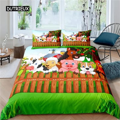 Schattig Varken Dekbedovertrek Kawaii Varken Beddengoed Set Polyester Varkens Bloemen Dekbedovertrek Twin King voor Tiener Jongen Meisje Cadeau Kamer Decor 150x200cm 3pcs