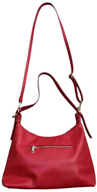 Lederen hand/schoudertas rood