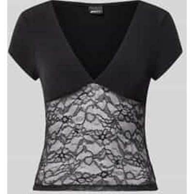 T-shirt met V-hals en kant