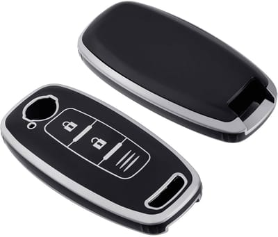 Autosleutel Hoesje geschikt voor Nissan - Sleutelcover - TPU Cover Sleutelhoes - Accessoires - zwart