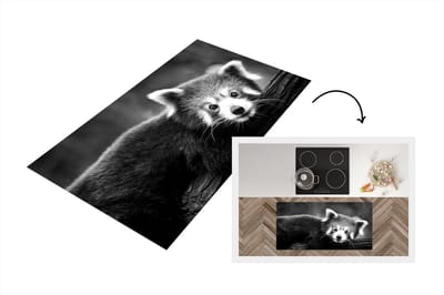 Keukenloper - Loper keuken - Rode panda op een boomstam - zwart wit - 120x60 cm - Keukenloper vinyl