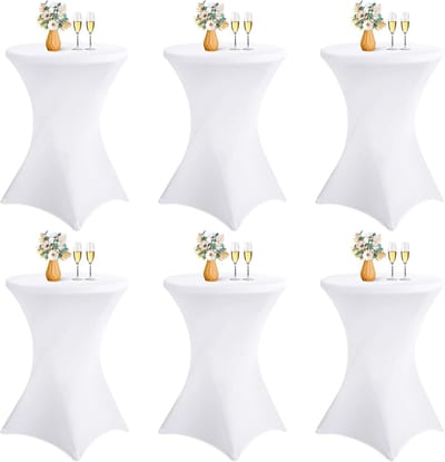 Statafelhoezen Set - Bistrotafelhoezen - Feestelijke Decoratie - Versterkte Voet - Ø 80-85 cm - Wit