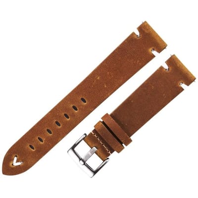 Bracelet de montre en cuir 18 mm, 20 mm, 22 mm, bracelet de montre à dégagement rapide, ceinture en cuir de vache fait à la main, noir, marron foncé, cuir vintage huilé et ciré 18mm brown