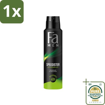 1 x Fa - Deodorant Spray - Speedster - Frisse Geur & Langdurige Bescherming - 48 uur Bescherming - 150 ml- 48 Uur Bescherming - Deodorant Spray - Frisse Geur - Geurveroorzakende Bacteriën - Dermatologisch Getest