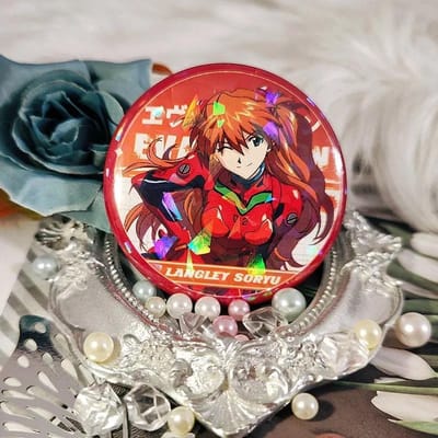 Anime NEON GENESIS EVANGELION EVA Ayanami Rei Asuka Figurine Thème Insigne en Fer Blanc Broche Modèle Jouets Accessoires Cosplay Cadeaux d'Anniversaire 58mm red