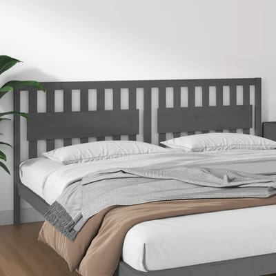 vidaXL - Hoofdbord - 205,5x4x100 - cm - massief - grenenhout - grijs