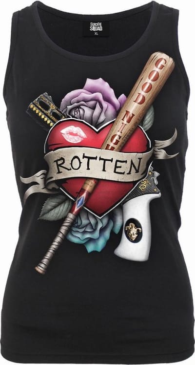 Spiral Harley Quinn Mouwloze top -M- ROTTEN Suicide Squad Zwart
