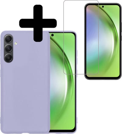 Hoesje - Met Screenprotector - Geschikt voor Samsung Galaxy A54 - Sterk & Shockproof - Back Cover - Siliconen Case - Telefoon Hoes - Telefoonhoesjes - Lila