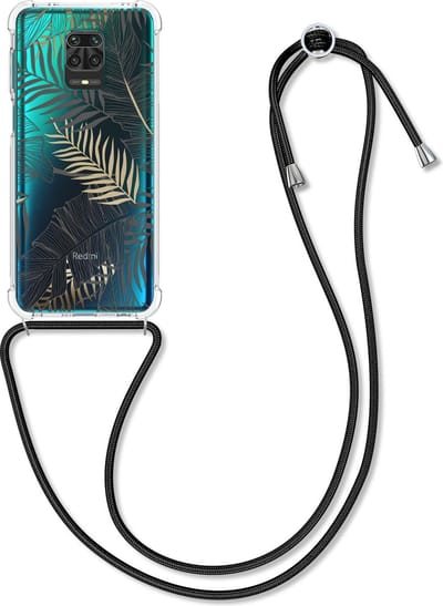 kwmobile telefoonhoesje geschikt voor Xiaomi Redmi Note 9S / 9 Pro / 9 Pro Max - Hoesje met telefoonkoord - Back cover voor smartphone - Case in goud / grijs / transparant