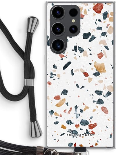 Case Company® - Hoesje met koord geschikt voor Samsung Galaxy S23 Ultra hoesje met Koord - Terrazzo N°4 - Telefoonhoesje met Zwart Koord - Bescherming aan alle Kanten en Over de Schermrand