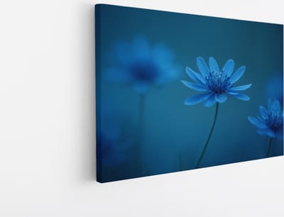 Saammp Canvas Schilderij - Blauwe Bloemen Mystiek - Natuur - Abstract - 45x30 - Foto op canvas - Wanddecoratie - Muurdecoratie Woonkamer - Kantoor Decoratie