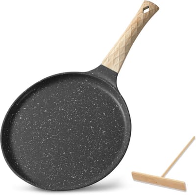 Crêpepan Pannenkoekenpan - Koekenpan - Pannenkoeken Bakken - Granieten Antiaanbaklaag - 28 cm - Zwart