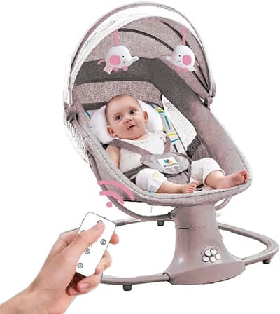 Elektrische Wipstoel - Baby Schommel - Baby Automatische Schommelstoel - Afstandsbediening - Roze - Babybedje - Wipstoel - Automatische Wieg voor Baby’s - Schommelbedjev - Comfortabel & Veilig