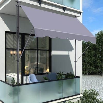 MIVRAY Zonnescherm – Verstelbaar Hoogte En Hoek – 200 x 150 x 220-310 cm – Aluminium En Metaal – Donkergrijs – Balkon En Terras