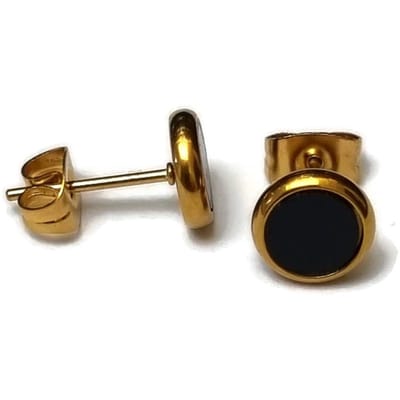 Aramat Jewels | Oorbellen | RVS Schelp Oorbellen Wit Zwart 12mm - Shell Studs | Goudkleurig / 8mm / Zwart | | | | Kinderen, Volwassenen | Verkleurd niet