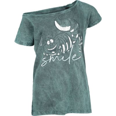 Alice in Wonderland - Disney T-shirt - Cheshire Cat - Smile - S tot M - voor Vrouwen - blauw