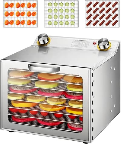 Voedseldroger - Drogermachine - Voedsel Conserveren - Intelligente Temperatuurregeling - 8 Bakjes - Wit