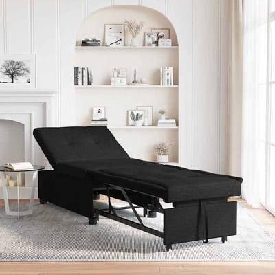 vidaXL - Uittrekbare - Slaapbank - Zwart - 194 - x - 50 - x - 82 - cm - Stof
