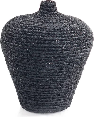 Canal Living - Lambo mand - 40 x 40 x 48 cm - Flessenmand - Zwart - Handgeweven