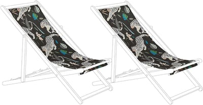 ANZIO/AVELLINO - Ligstoel doek set van 2 - Zwart - Polyester