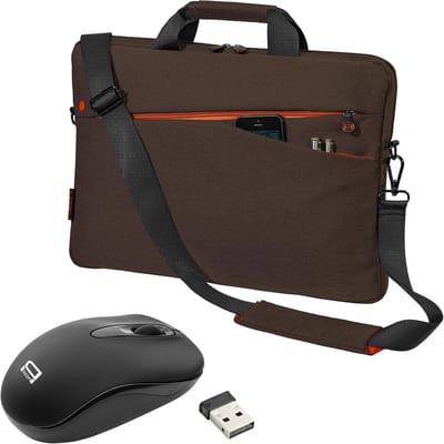 Laptoptas met Muis - Notebook tas - Veilig transport - Dikke voering - Tot 17 inch - Bruin
