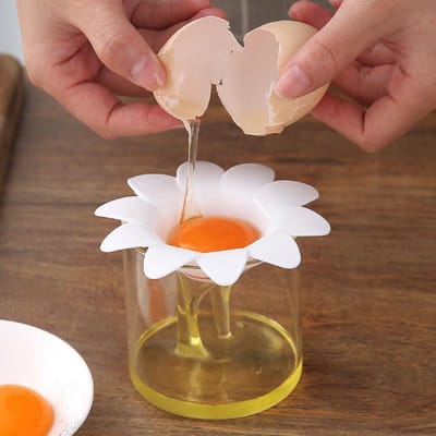 1 stuks Creatieve Bloemvormige Eierscheider, Huishoudelijke Eierscheider, Kleine Keuken Kook- en Baktool wit