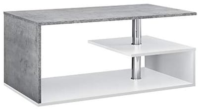 [en.casa] Salontafel Haarlem rechthoekig mdf betonkleurig en wit met extra opbergruimte 90x50x41 cm