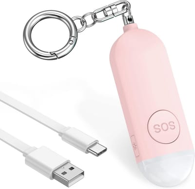 Persoonlijk alarm - Veiligheidsalarm sleutelhanger - Noodsituaties melden - 130 dB geluid - 91 x 5 cm - Roze