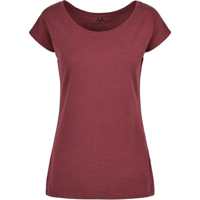 Build your Brand Ladies´ Wide Neck Tee BYBB013 - Cherry - XS